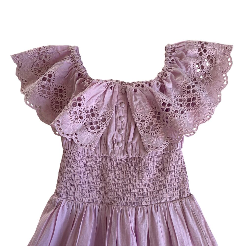 Lovers + Friends x Jetset Christina Dallas Lavender Eyelet Smocked Mini Dress XS - Picture 3 of 10